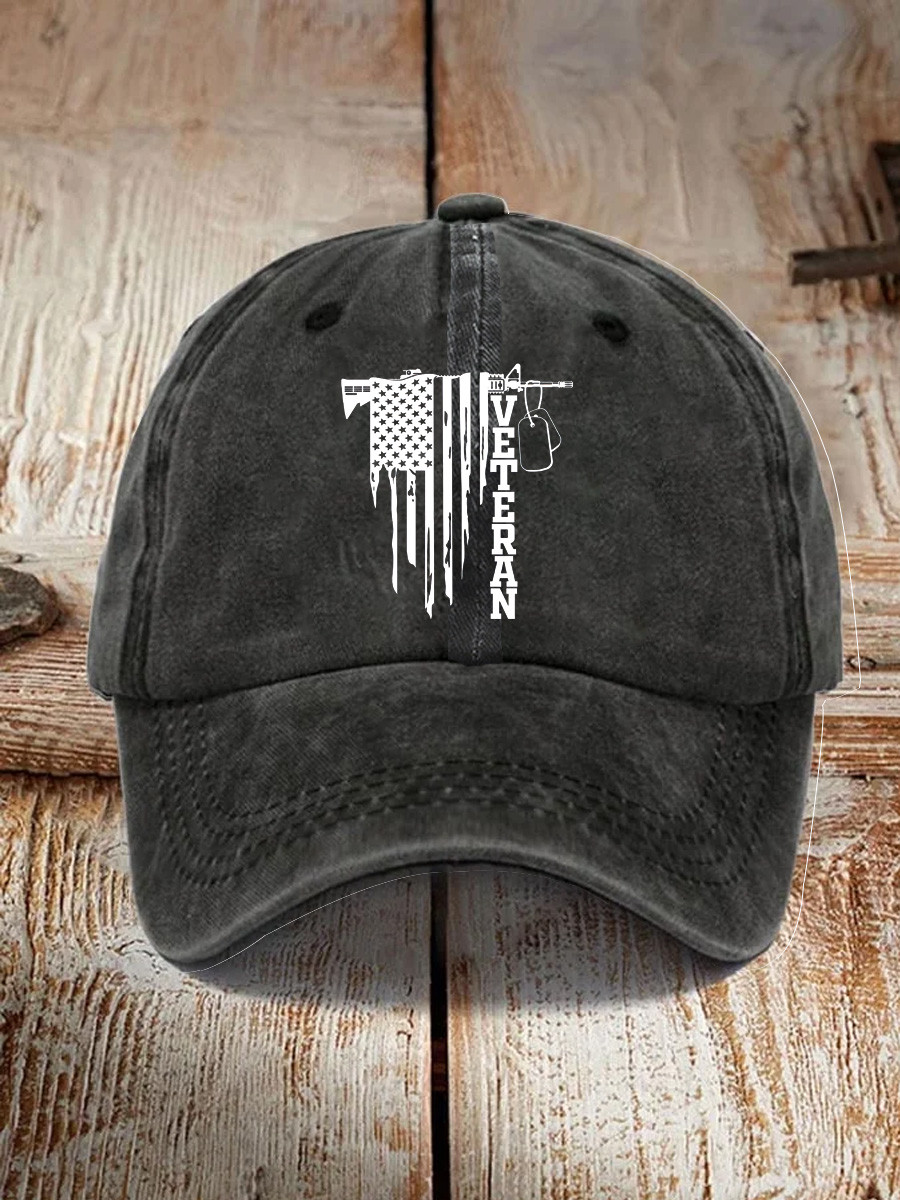 Gun And American Flag Veteran Hat Proud Veteran Baseball Cap Best Gifts For Proud Dad