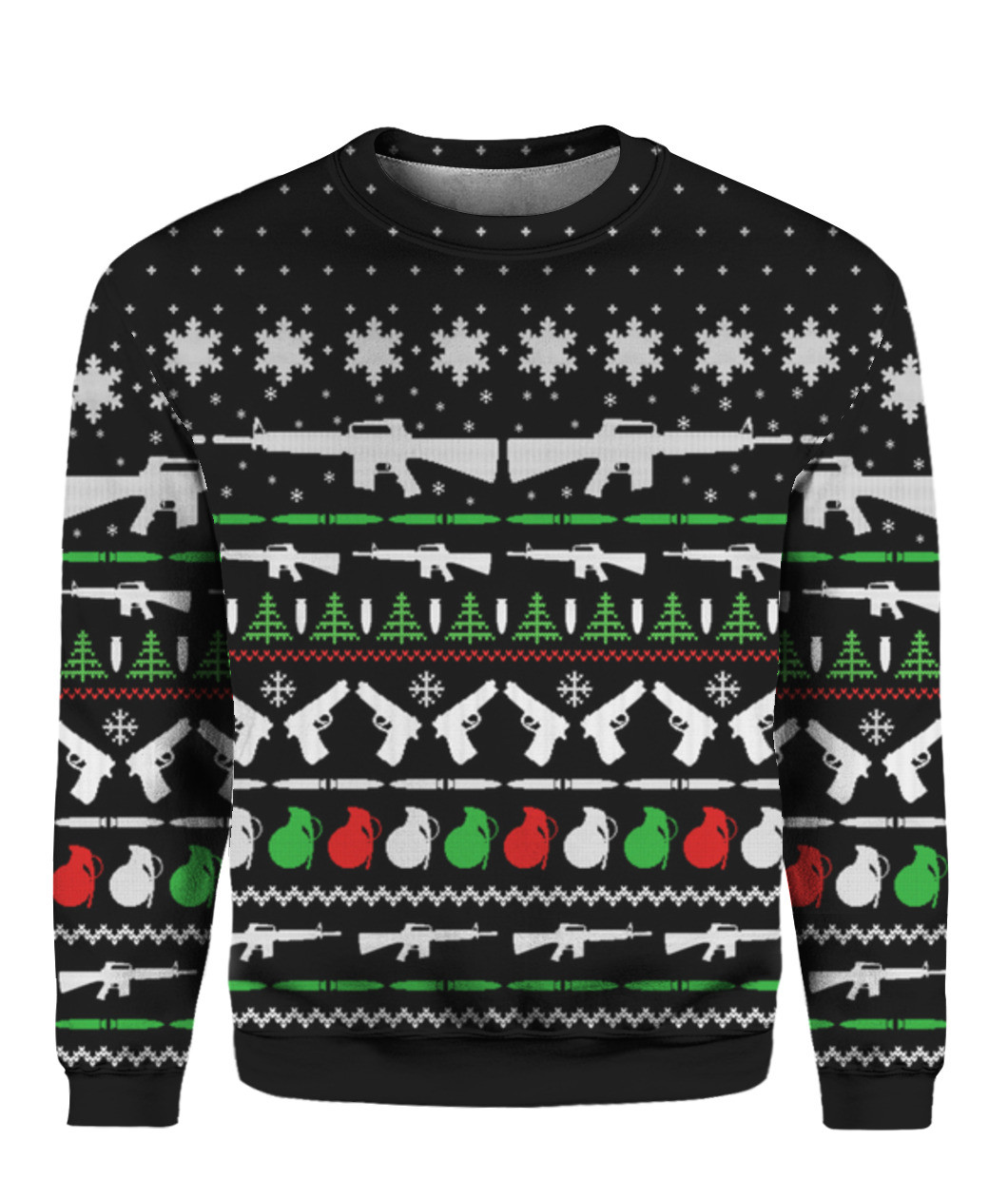 Gun Christmas Sweater Black Merry Christmas Sweatshirt for Holiday Fun