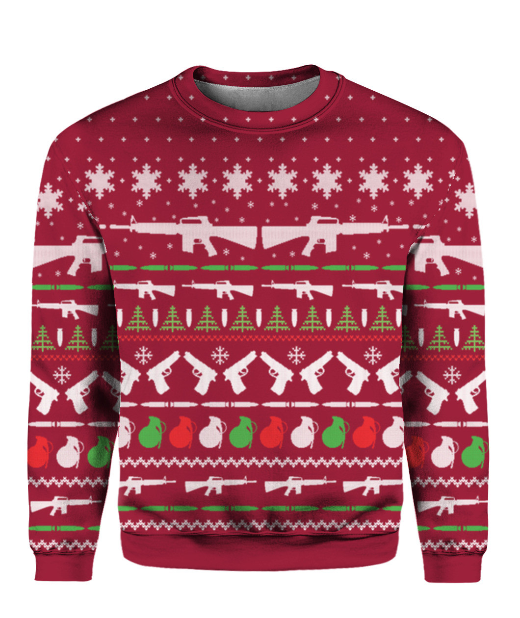 Gun Christmas Sweater Red Stylish Winter Sweatshirt for Everyday Wear