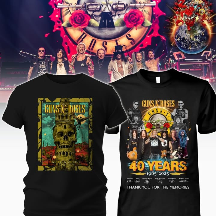 Guns N Roses 40 Years Anniversaries T-Shirt Gifts For Rock Band Fans