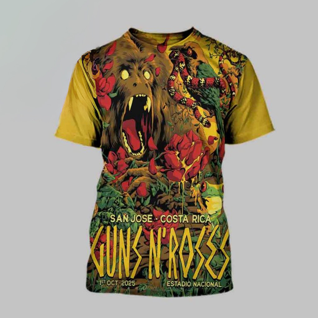 Guns N' Roses Costa Rica 2025 San Jose Estadio Nacional October 1st T-Shirt Guns N' Roses Merch