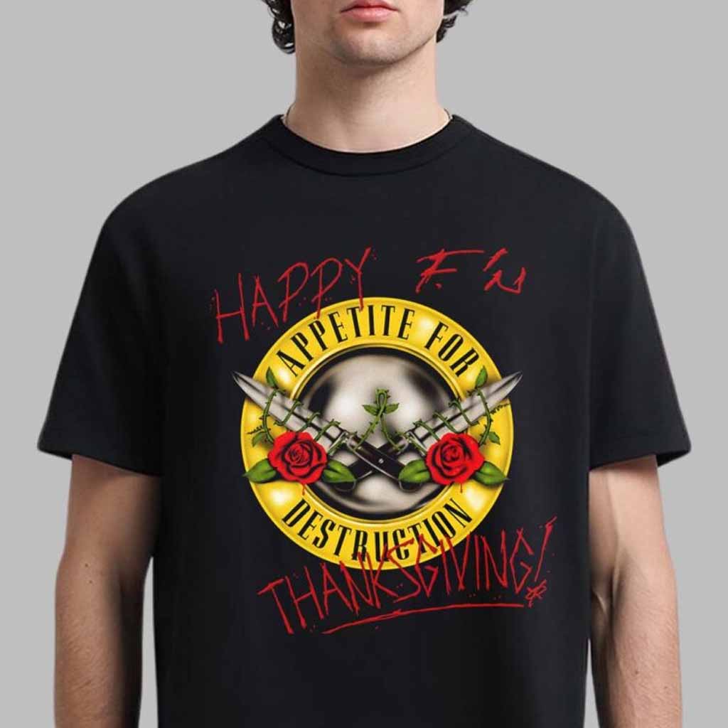Guns N Roses Happy Thanksgivng 2024 Logo T-Shirt Guns N Roses Merch Him Gifts Guns N Roses Happy Thanksgivng 2024 Logo T-Shirt Guns N Roses Merch Him Gifts