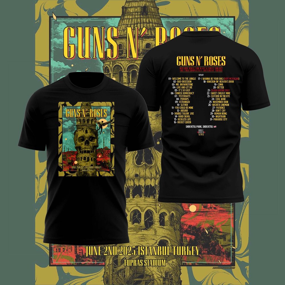 Guns N' Roses Istanbul Concert 2025 Black T-Shirt Music Related Gifts For Guys