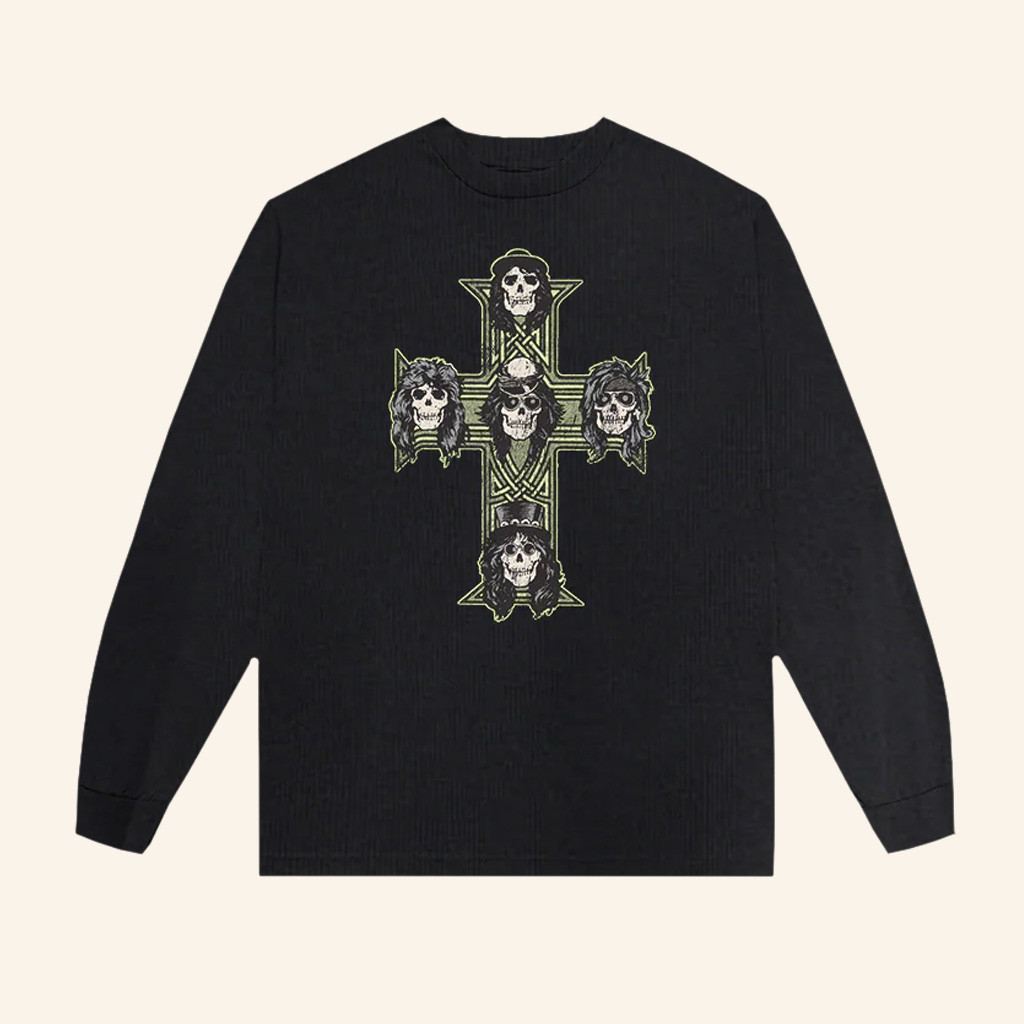 Guns N Roses Merch Cross Thermal Long Sleeve Shirt Gifts For Rock Fans