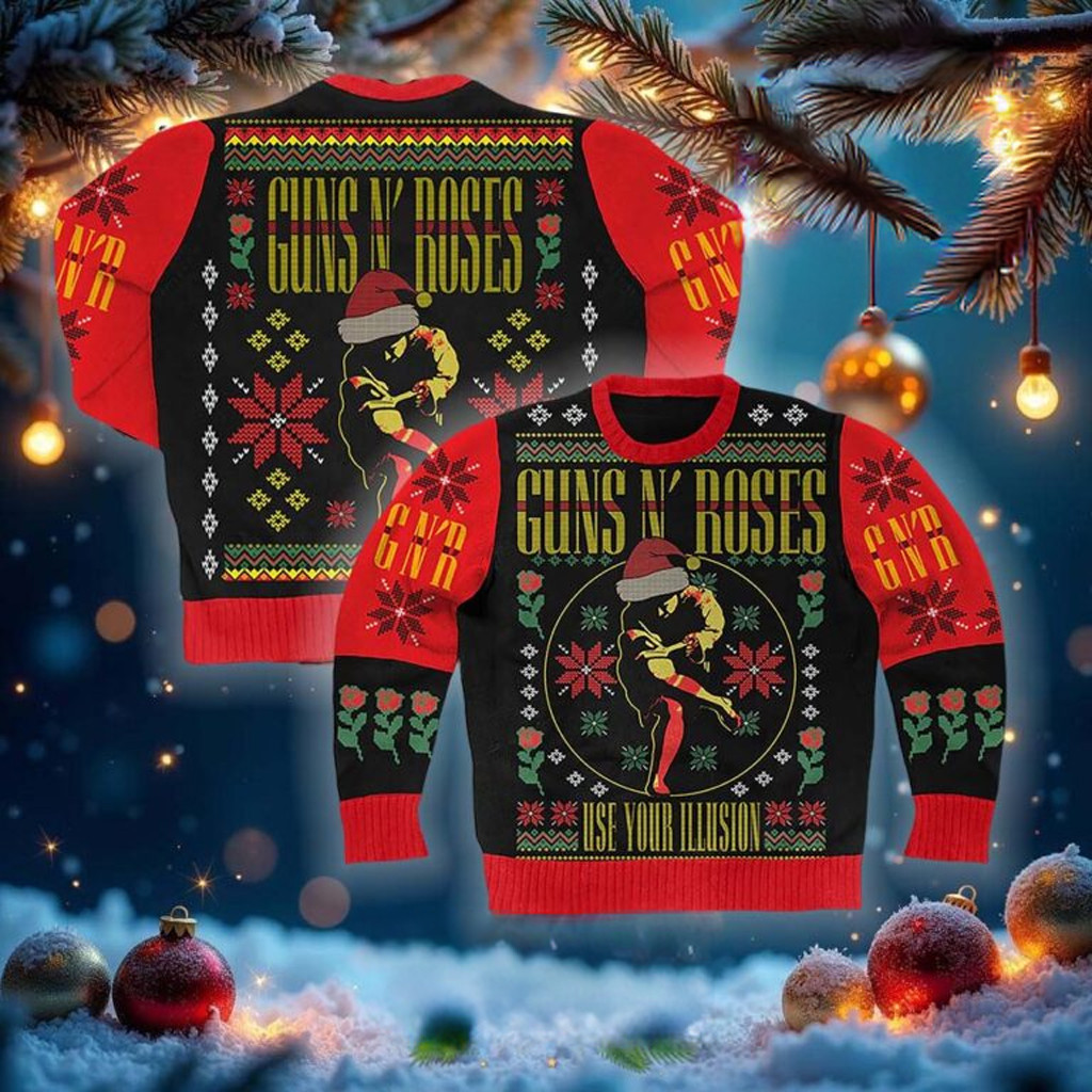 Guns N Roses Merch Guns N Roses Use Your Illusion Ugly Christmas Sweater Gifts For Rock Lovers