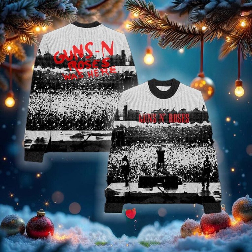 Guns N Roses Merch Guns N Roses Was Here Ugly Christmas Sweater Cool Gifts For Rock Lovers
