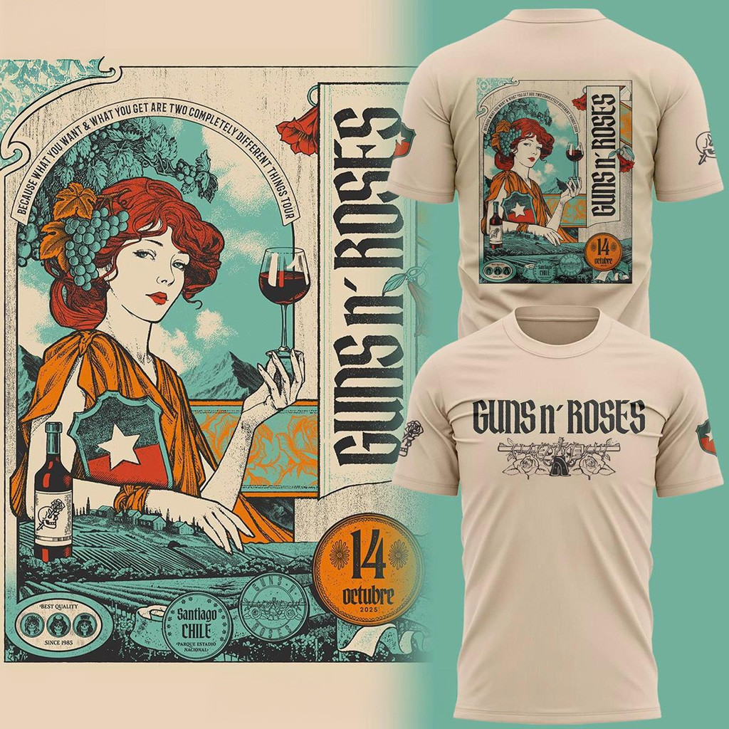 Guns N Roses To Santiago Family 2025 T-Shirt Guns N Roses Merch Gifts For Wife