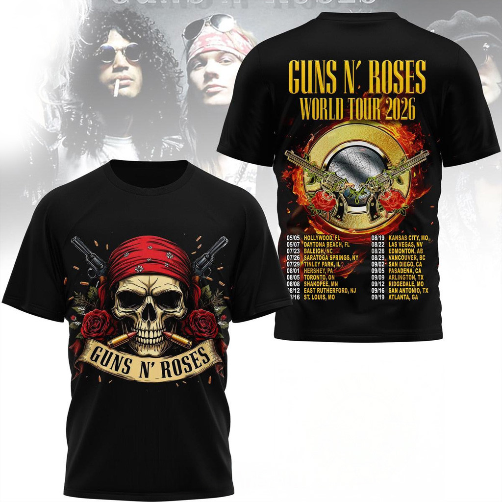 Guns N Roses World Tour 2026 T-Shirt Guns N Roses Merch Birthday Gifts For Music Lovers
