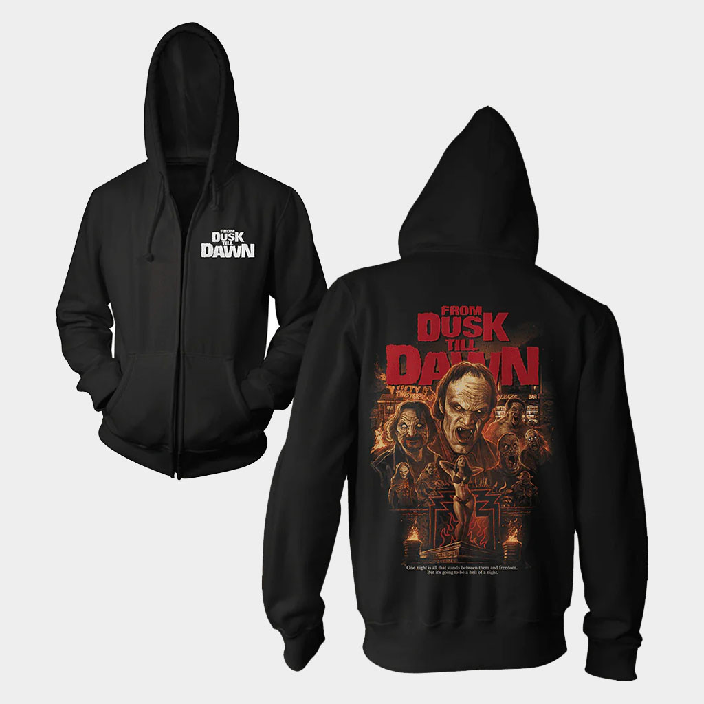 Gutter Garbs Merch From Dusk Till Dawn 30Th Anniversary Zip Hoodie Horror Fan Gifts