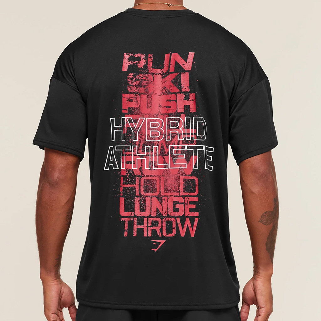 Gymshark Merch Hybrid Athlete Black T-Shirt Cool Gifts For Husband
