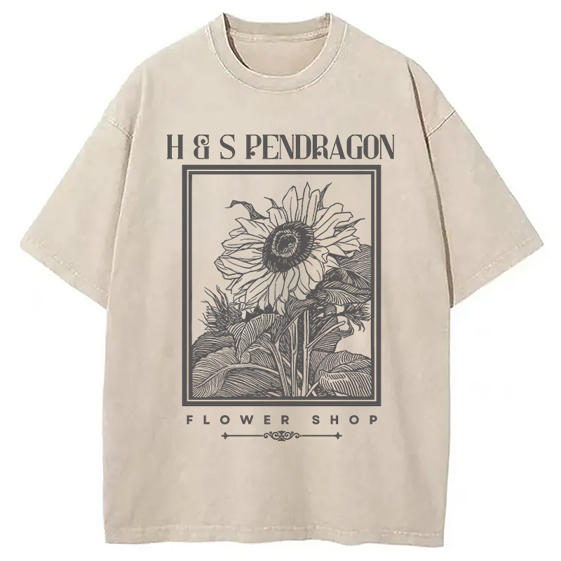 H&S Pendragon Flower Shop Washed T-Shirt Funny Aesthetic Trendy Apparel Gifts For Best Friend