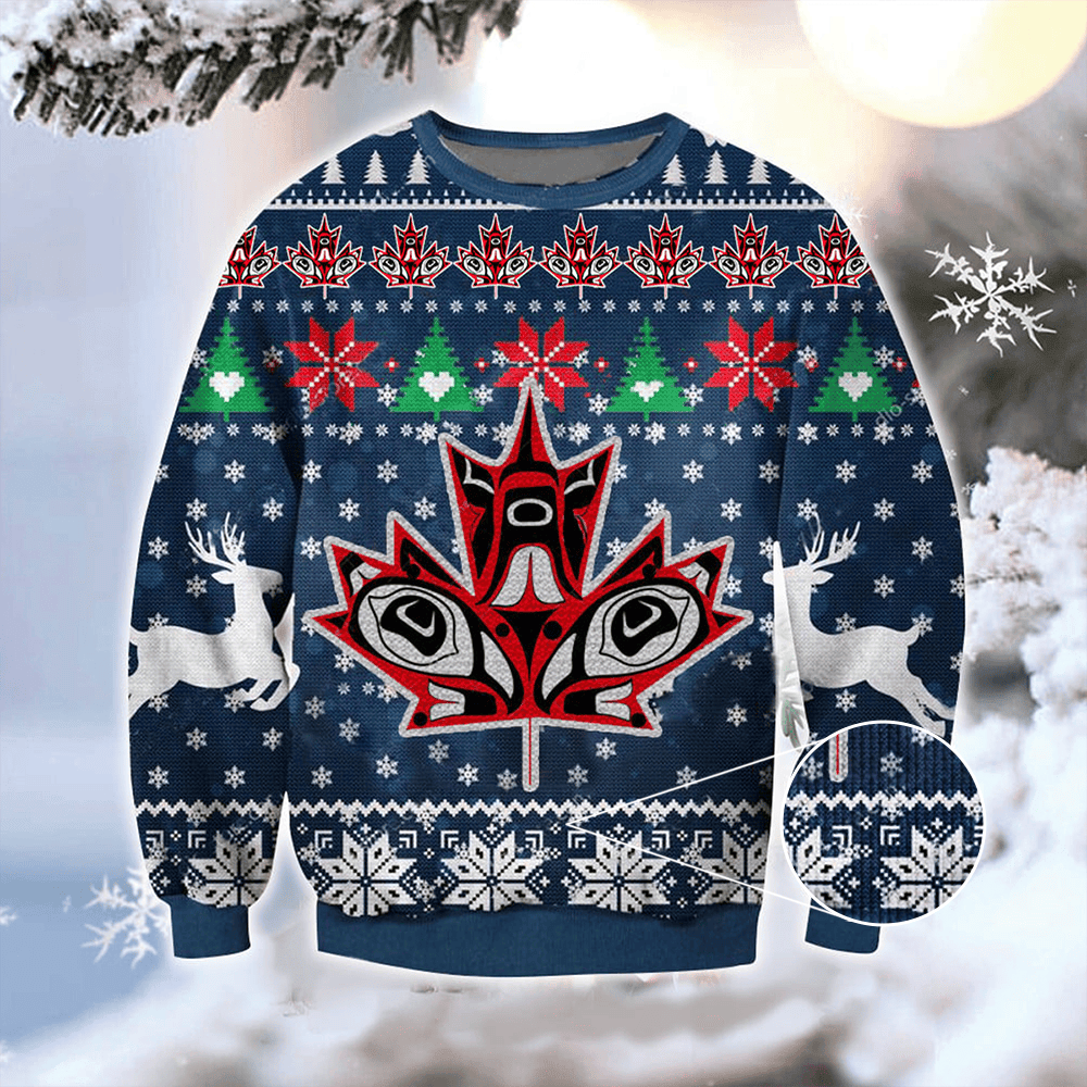 Haida Art Maple Leaf Sweater Merry Christmas Sweaters Best Gifts For 2024