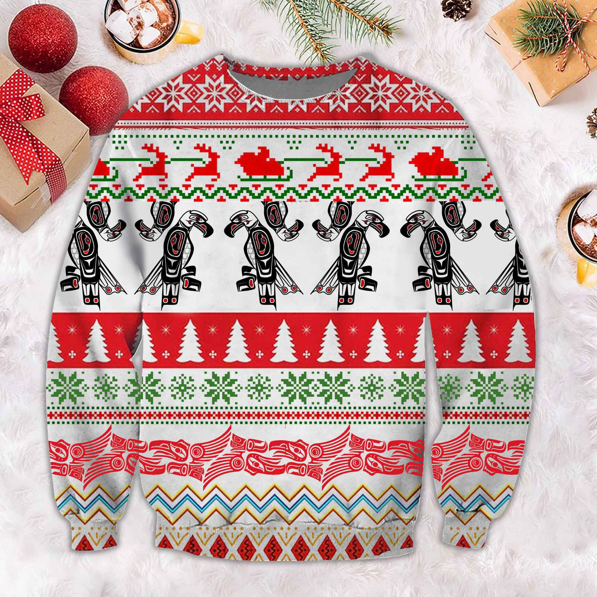 Haida Eagle Ugly Christmas Sweater Northwest Coast Eagle Sweater Gifts For Xmas