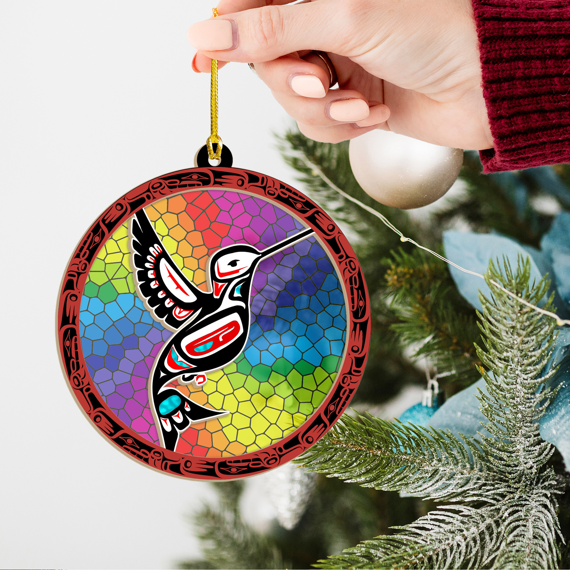 Haida Hummingbird Northwest Coast Suncatcher Ornament Native Art Christmas Ornaments 2024