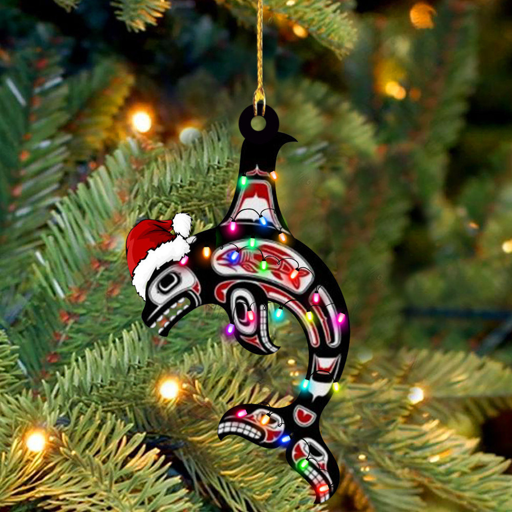 Haida Killer Whale Santa Ornament Simple Christmas Tree Decorations 2024