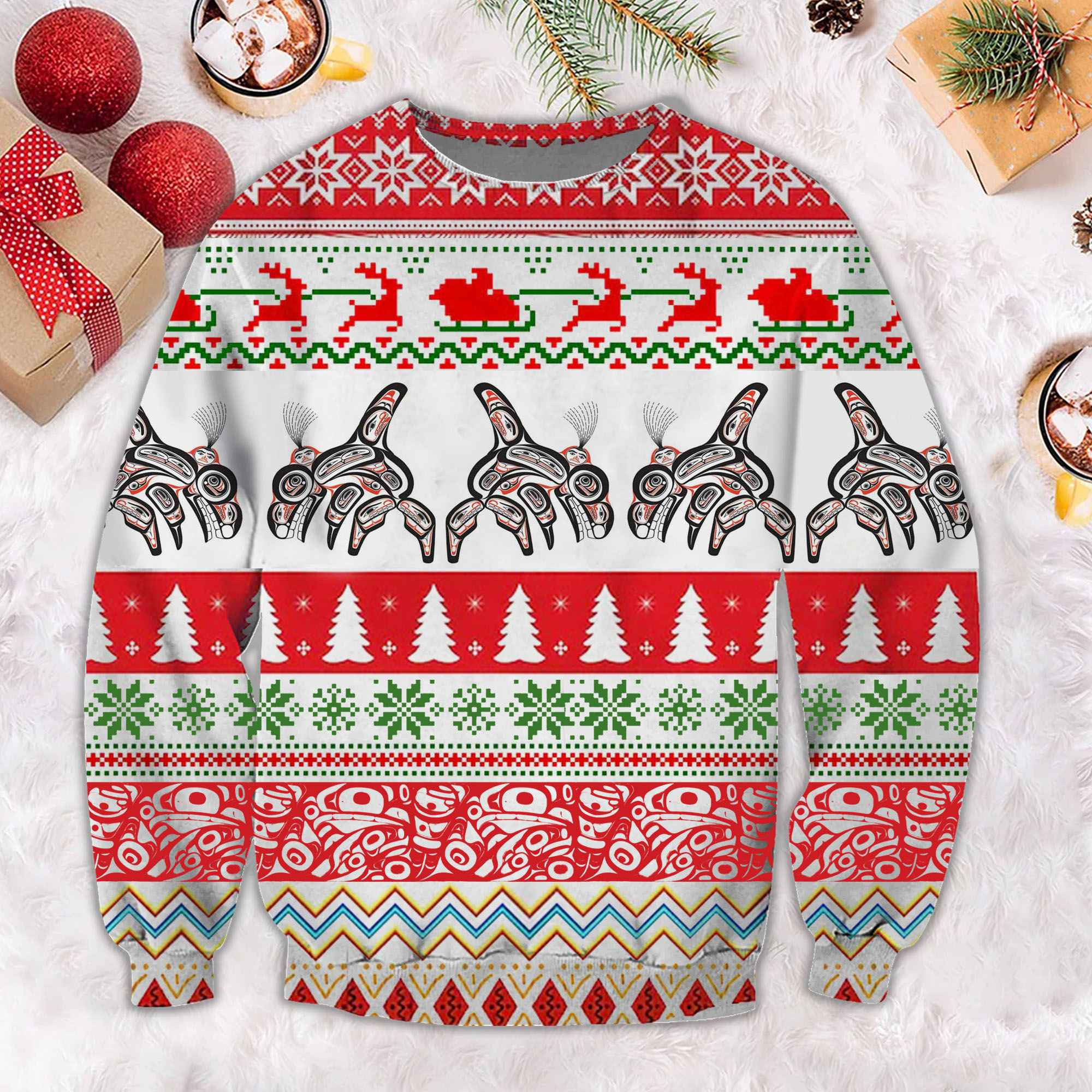 Haida Killer Whale Ugly Christmas Sweater Northwest Coast Killer Whale Sweater Gifts For Xmas