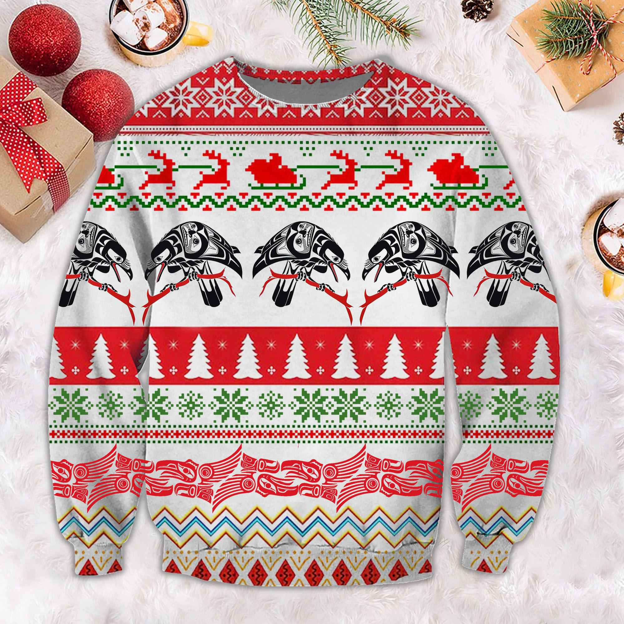 Haida Raven Ugly Christmas Sweater Northwest Coast Raven Sweater Gifts For Christmas