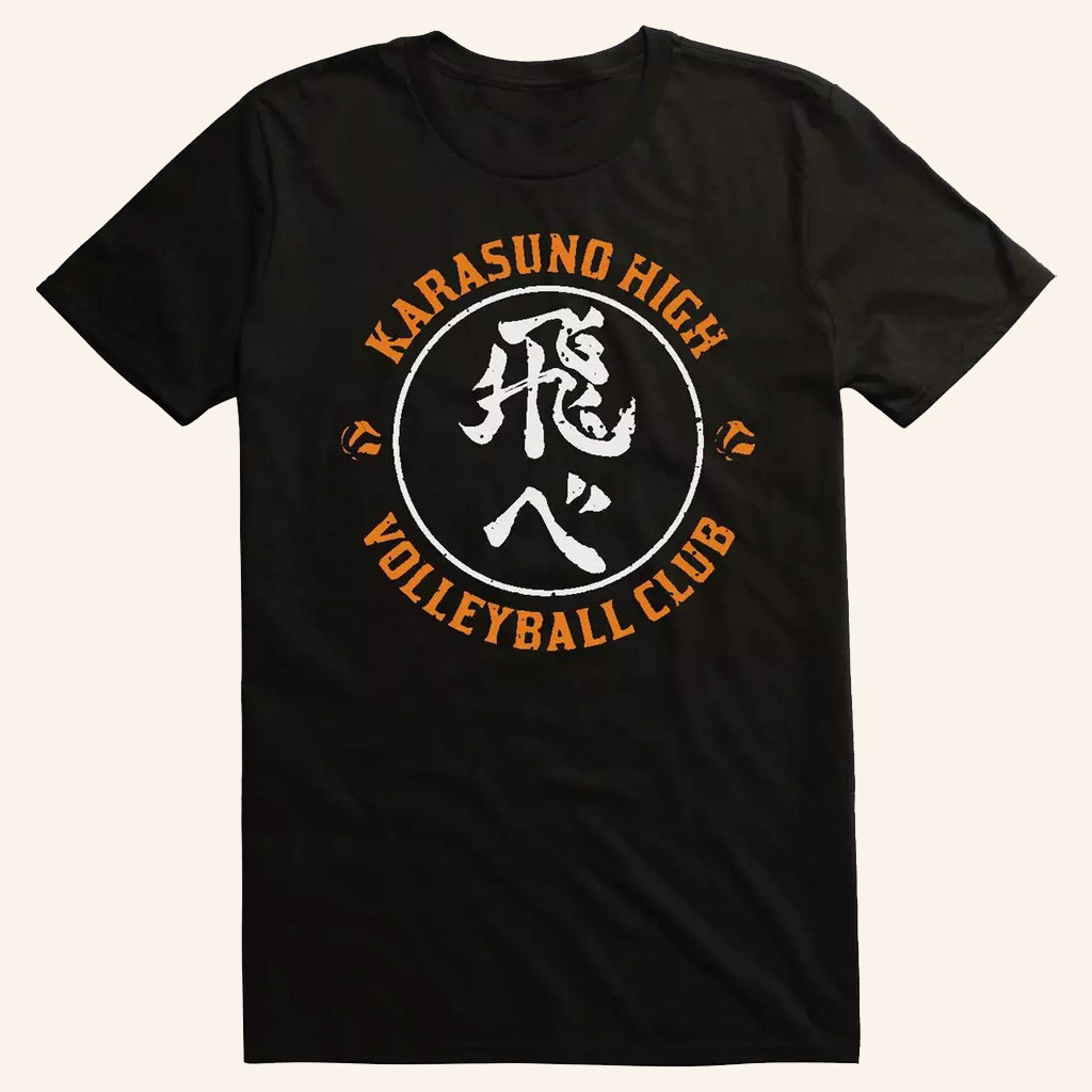 Haikyuu Merch Karasuno High Volleyball Club Black T-Shirt Anime Fan Gift Ideas