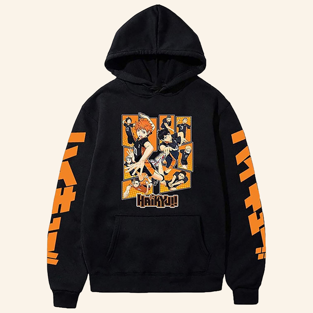 Haikyuu Merch Volleyball Team Black Hoodie Best Gifts For Manga Lovers