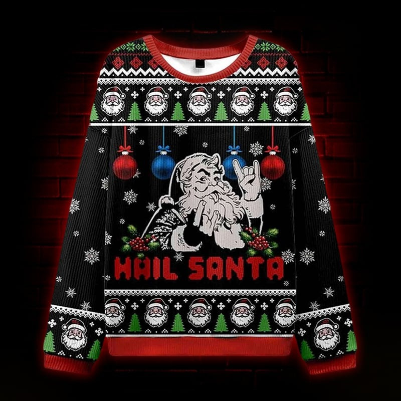 Hail Santa Ugly Christmas Sweater Funny Santa Xmas Apparel Gifts For Holiday