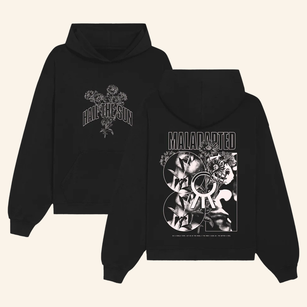 Hail The Sun Merch Monochrome Floral Hoodie Music Gift Ideas For Guys Hail The Sun Merch Monochrome Floral Hoodie Music Gift Ideas For Guys
