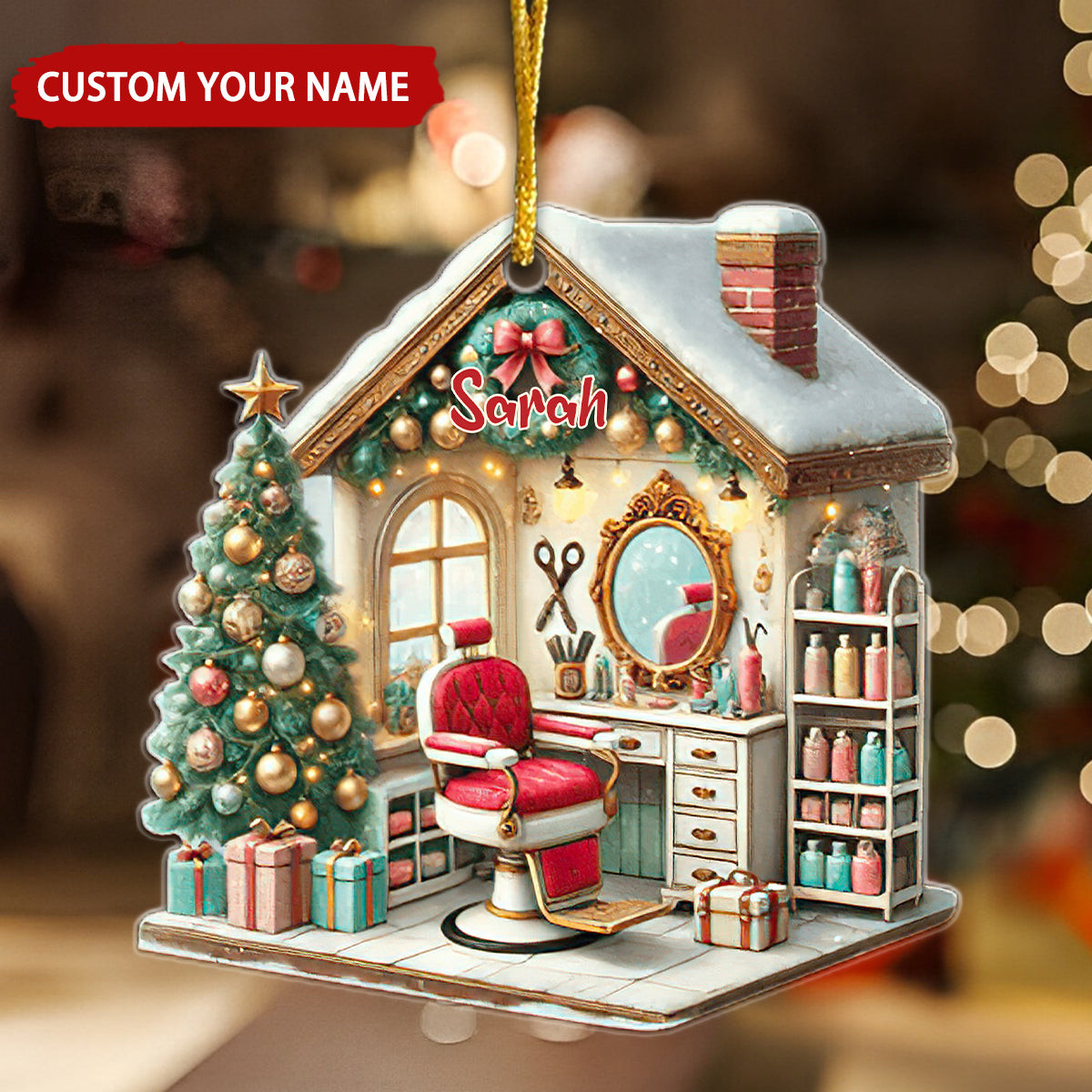 Hair Salon Christmas Tree Personalized Ornament Custom Name Hairdresser Ornament