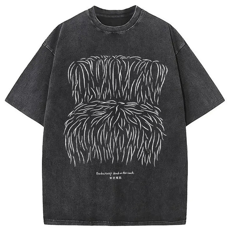 Hairy Couch Japanese Meme Washed T-Shirt Funny Aesthetic Trendy Apparel Gifts For Friends Hairy Couch Japanese Meme Washed T-Shirt Funny Aesthetic Trendy Apparel Gifts For Friends