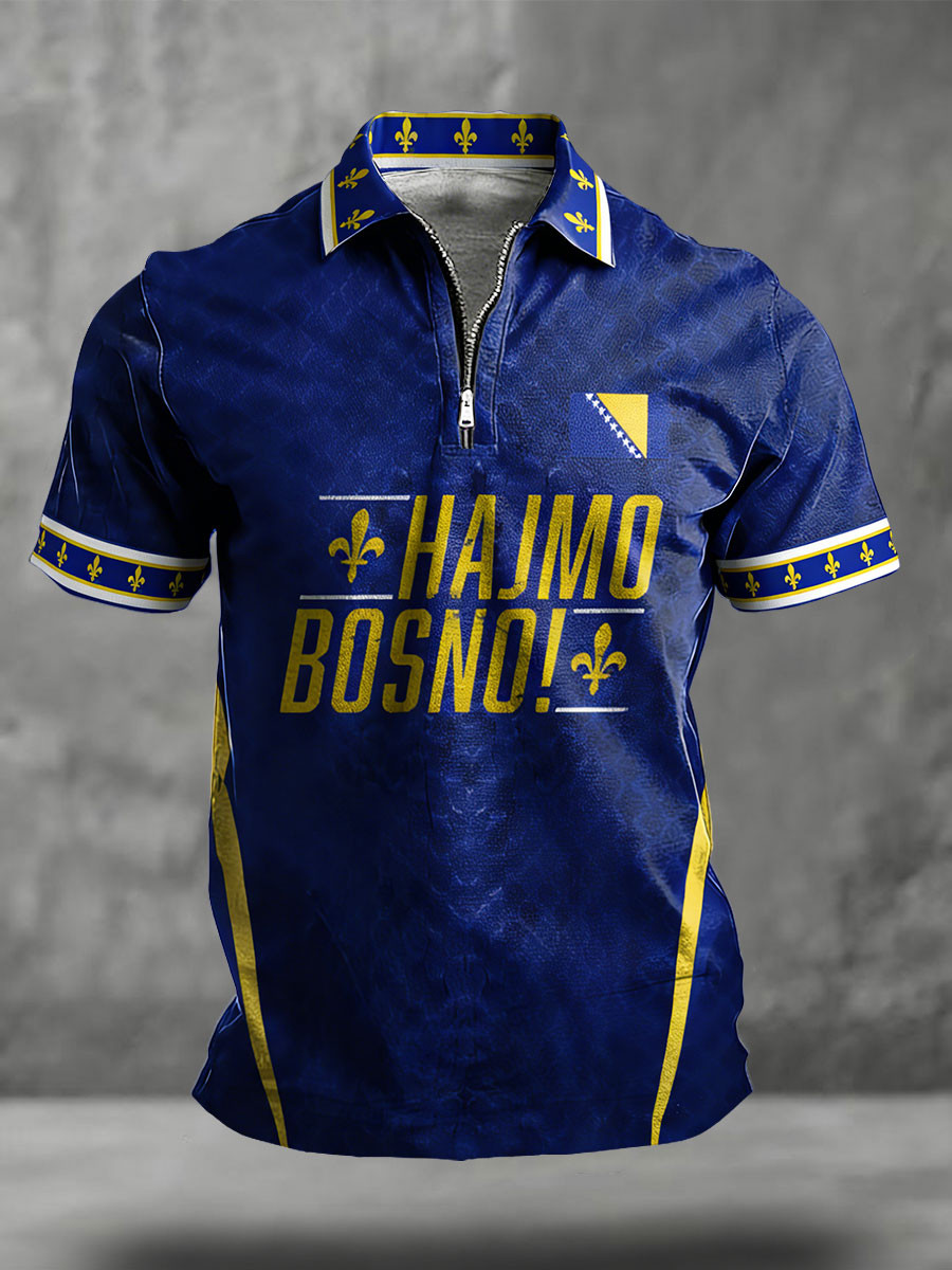 Hajmo Bosnia Zip Polo Shirt Welcome To Fifa World Cup 2026 Clothing Bosnia Lover Gift
