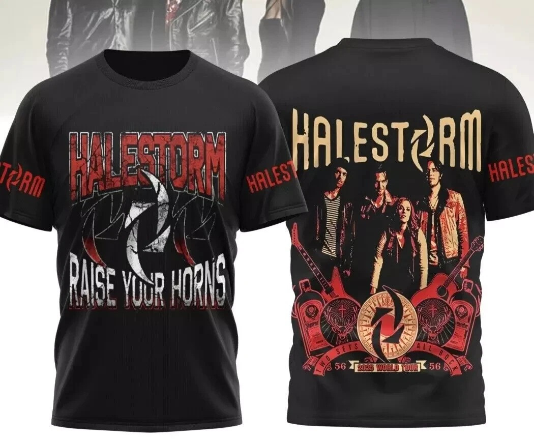 Halestorm Raise Your Horns 2025 World Tour T-Shirt Halestorm Merch Best Gift For Fans