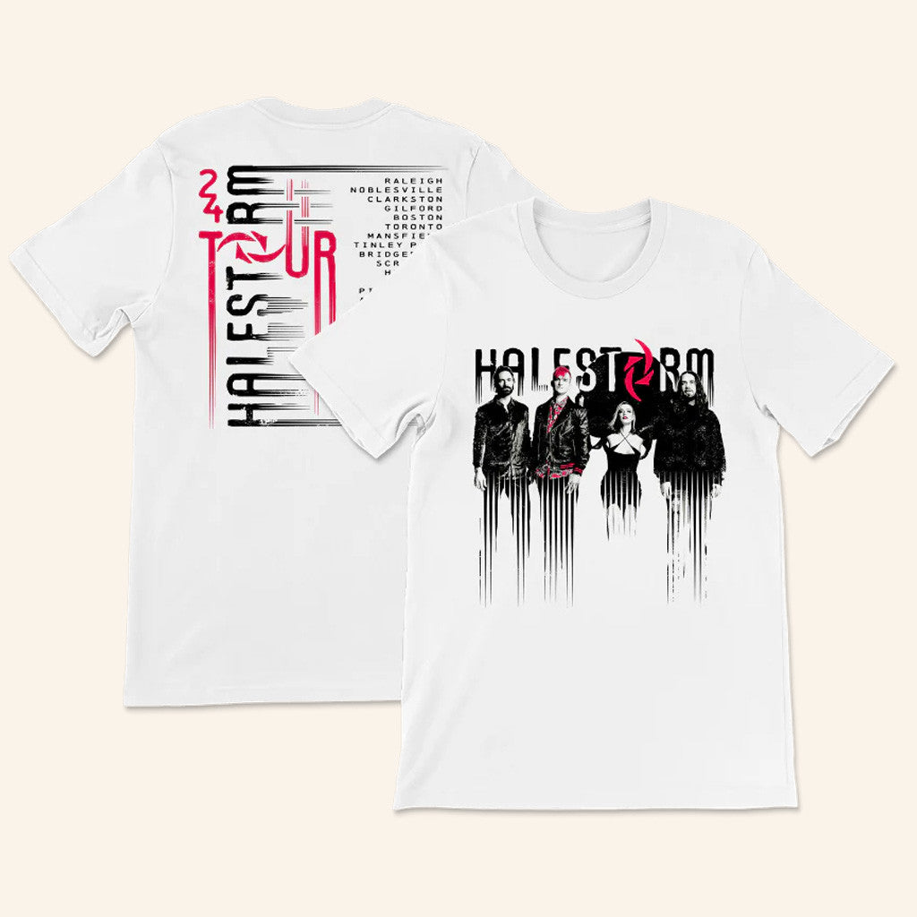 Halestormrocks Merch White 2024 Tour T-Shirt Gifts For Fans