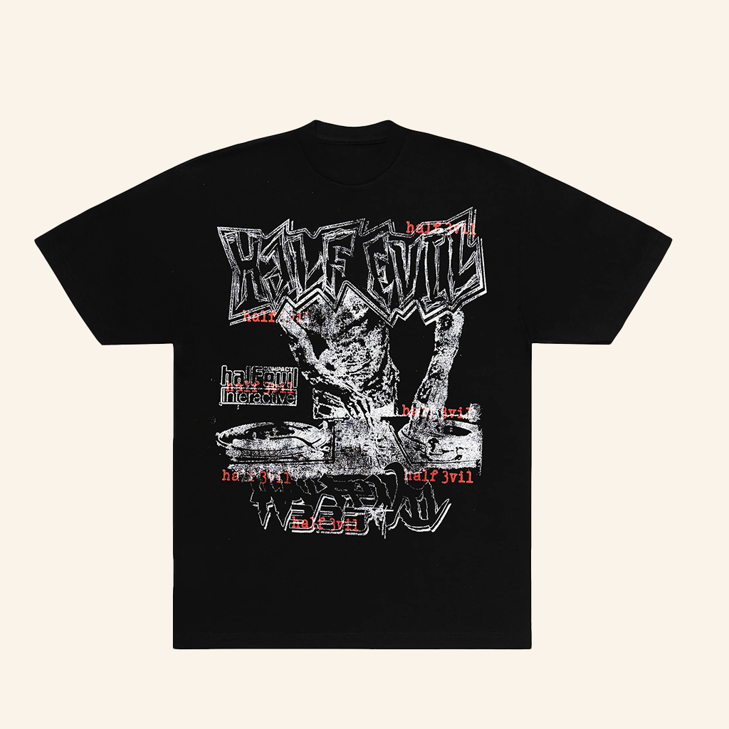 Half Evil Merch Turntable Black T-Shirt Best Birthday Gift For Husband