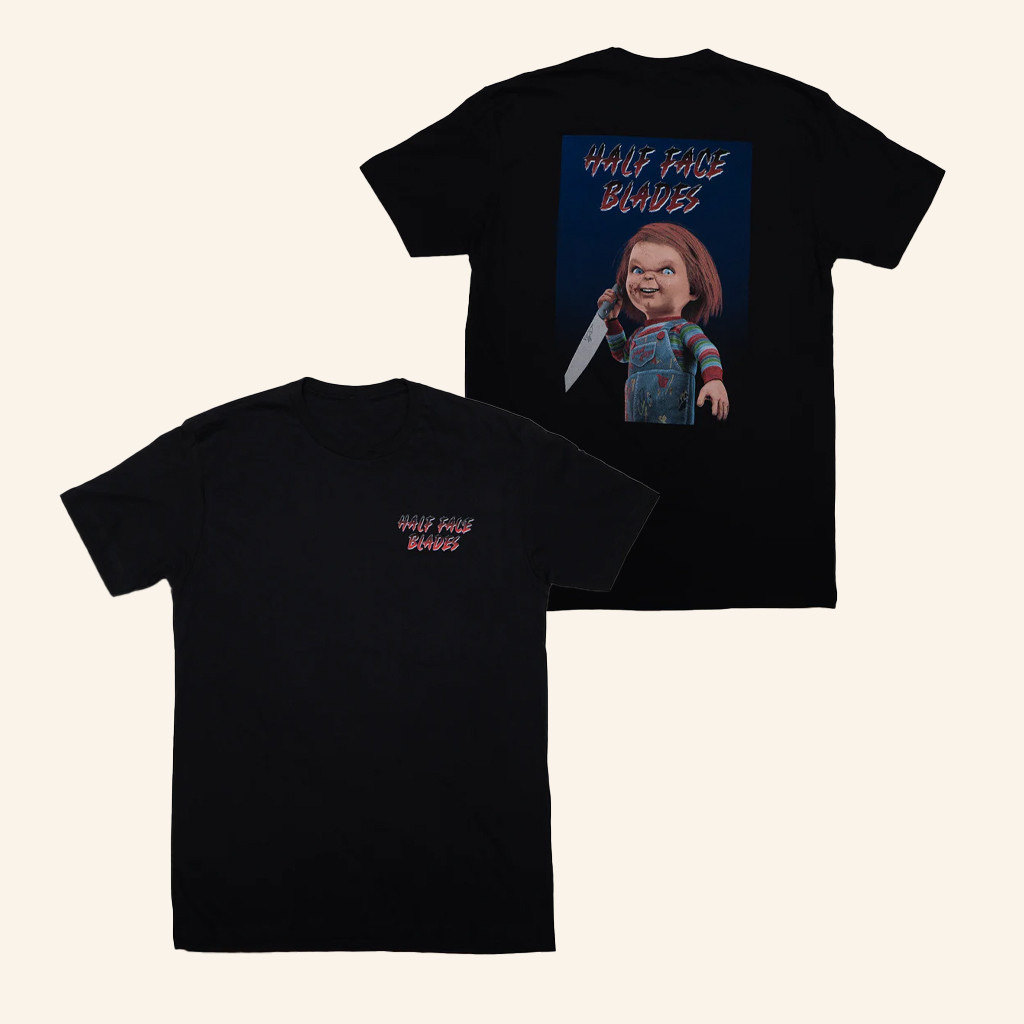 Half Face Blades Merch HFB Chucky Halloween T-Shirt Good Gifts For Horror Fans Half Face Blades Merch HFB Chucky Halloween T-Shirt Good Gifts For Horror Fans