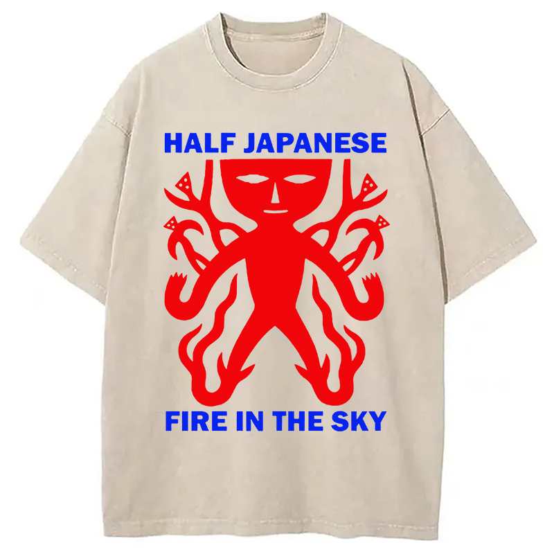 Half Japanese Washed T-Shirt Casual Vintage Everyday Look Gifts For Brother