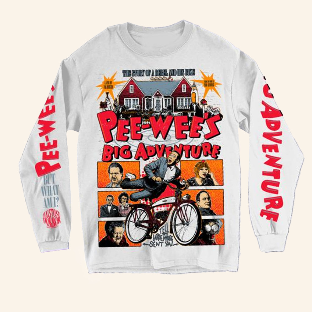 Halftone Horror Merch Pee Wee's Big Adventure Long Sleeve T-Shirt Presents For Friends