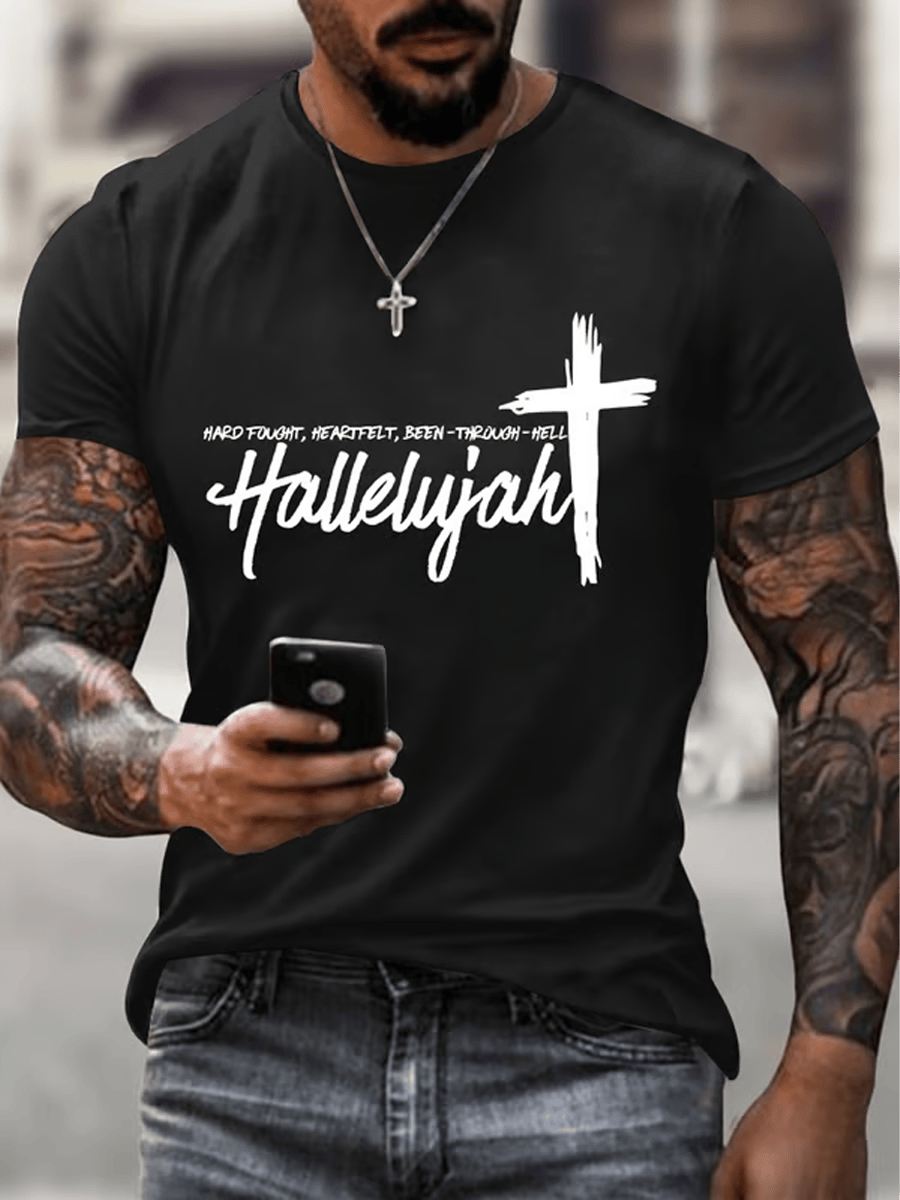 Hallelujah Christian T-Shirt Bible Verse Faith Pullover Men's Christian Faith Gift