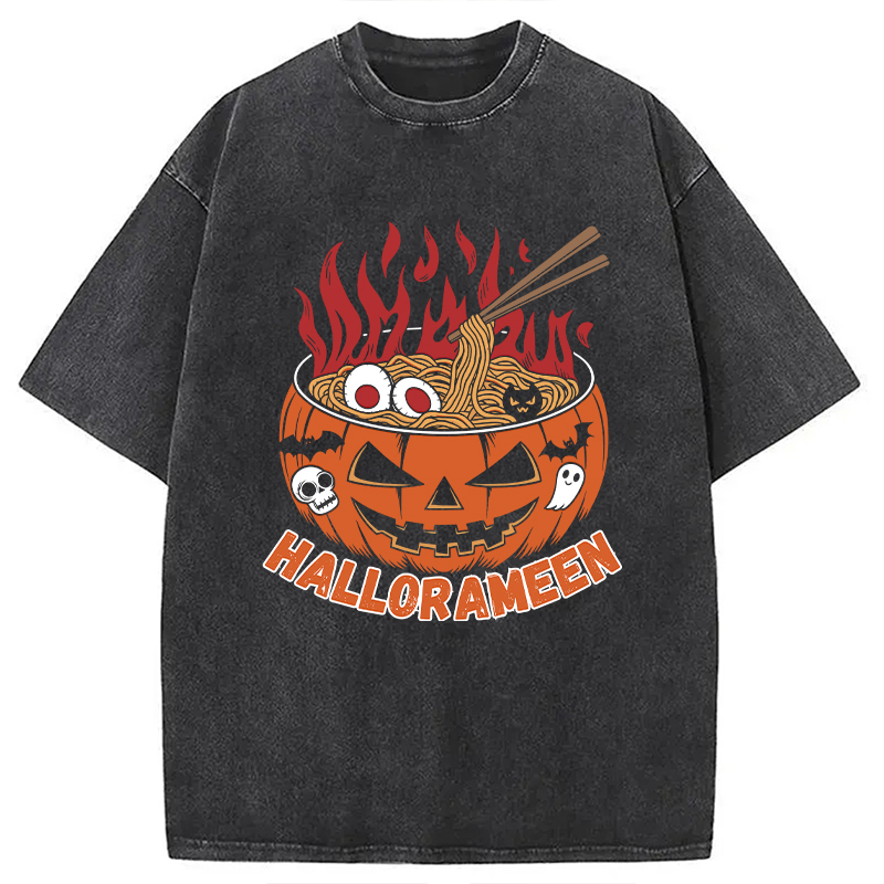 HalloRameen Halloween Washed T-Shirt Funny Quote Unisex Shirt Gifts For BFF