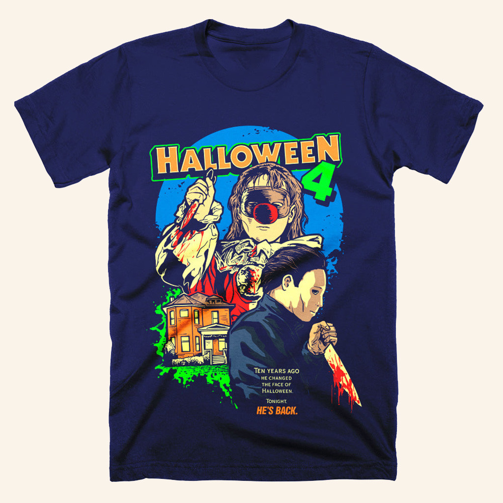 Halloween 4 Back To Haddonfield Navy T-Shirt Mens Halloween Shirt Gifts For Dudes Halloween 4 Back To Haddonfield Navy T-Shirt Mens Halloween Shirt Gifts For Dudes