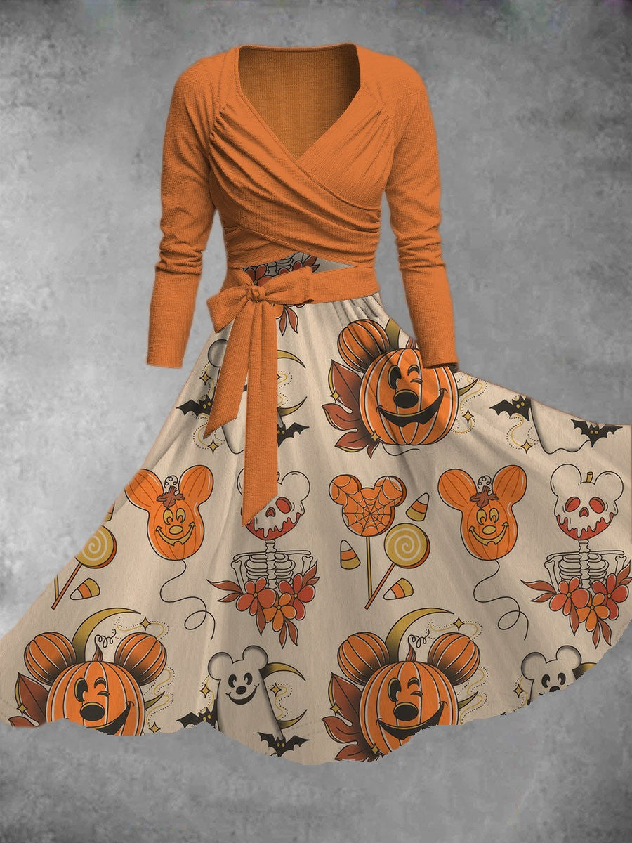 Halloween Autumn Pumpkin Two Piece Dress Cute Vintage Halloween Costumes Gifts For Mom Halloween Autumn Pumpkin Two Piece Dress Cute Vintage Halloween Costumes Gifts For Mom