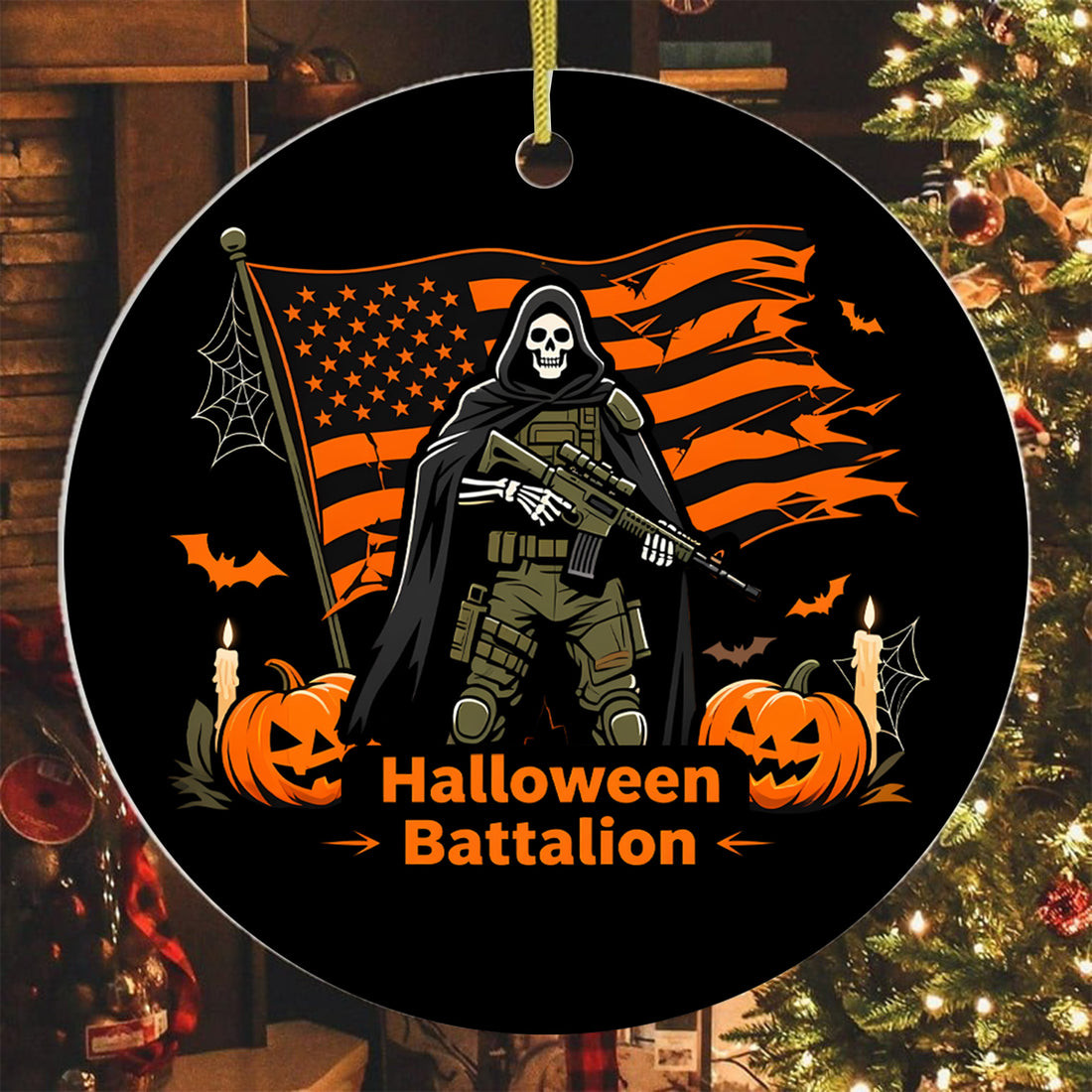 Halloween Battalion Halloween Ornament Haunted Veteran Design Gothic Season Proud Veteran Gift