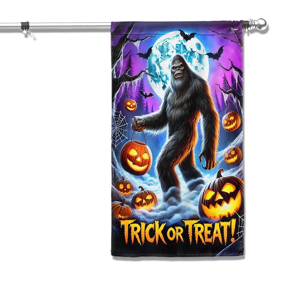 Halloween Bigfoot Trick Or Treat Flag