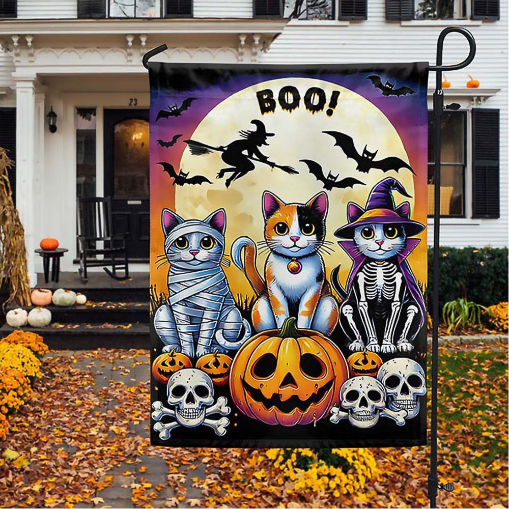Halloween Black Cat Boo Spooky Pumpkin Flag Perfect Gift For Cat Lovers On Halloween Day