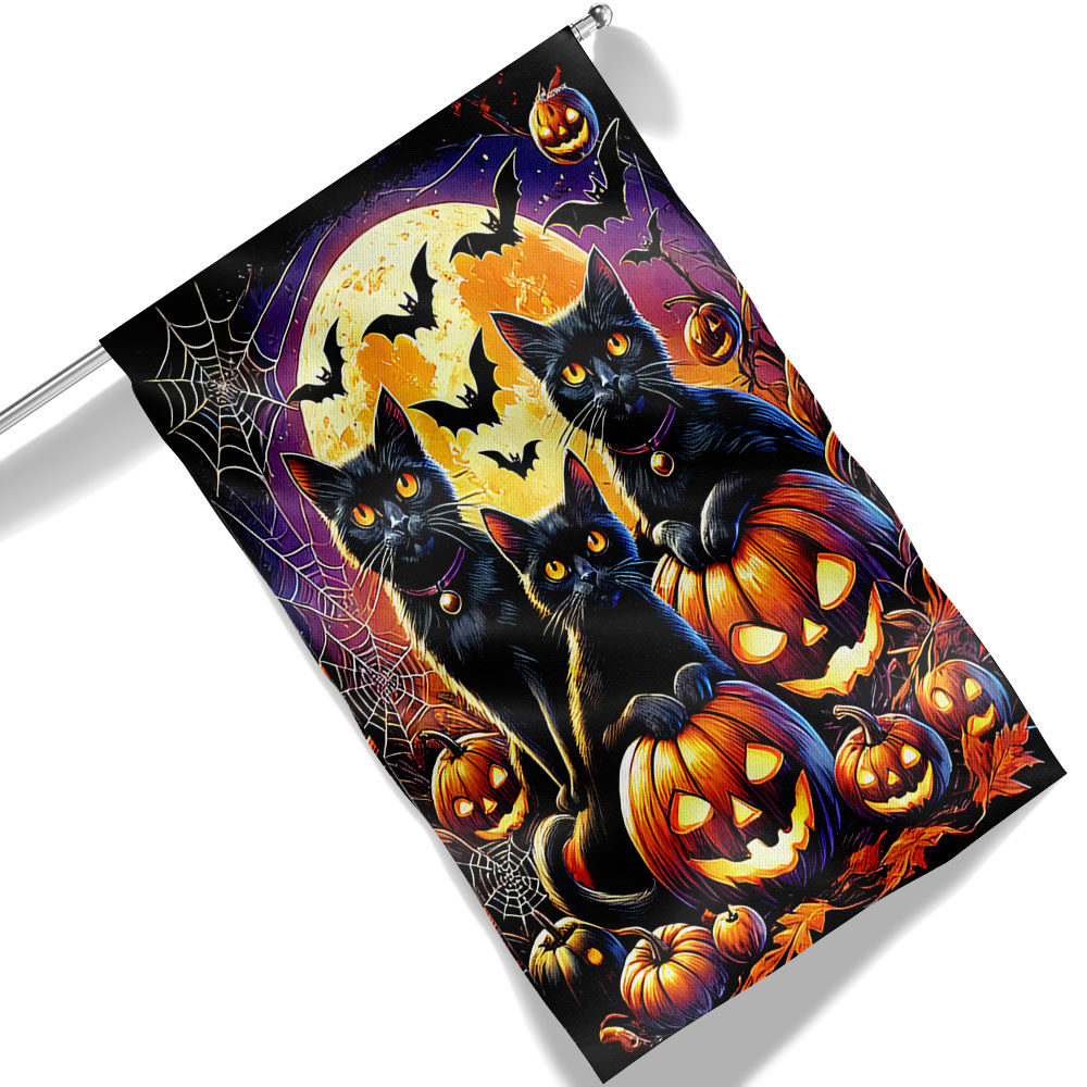 Halloween Black Cats Jack O Lantern Spooky Flag