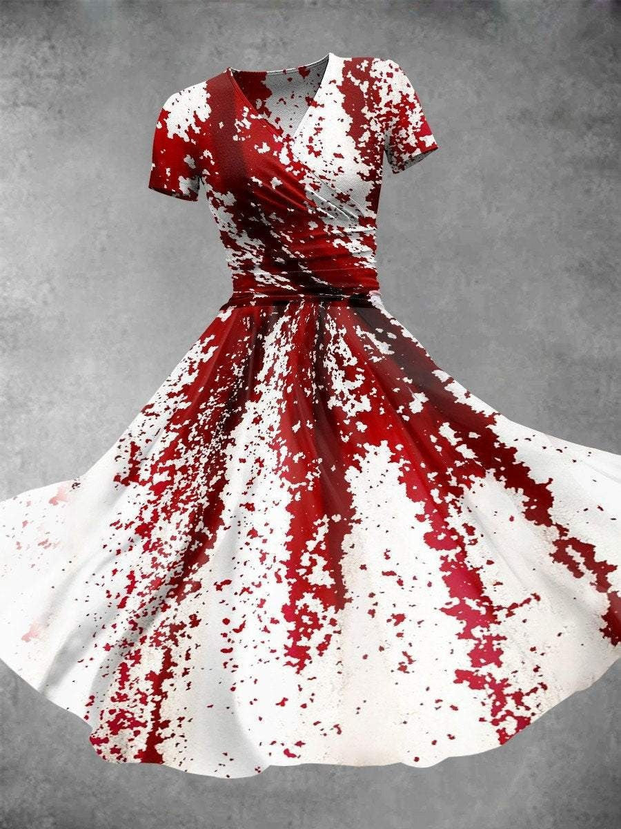 Halloween Bloodstain Print Maxi Dress Bloody Horror Ladies Halloween Costumes Gifts For Wife Halloween Bloodstain Print Maxi Dress Bloody Horror Ladies Halloween Costumes Gifts For Wife