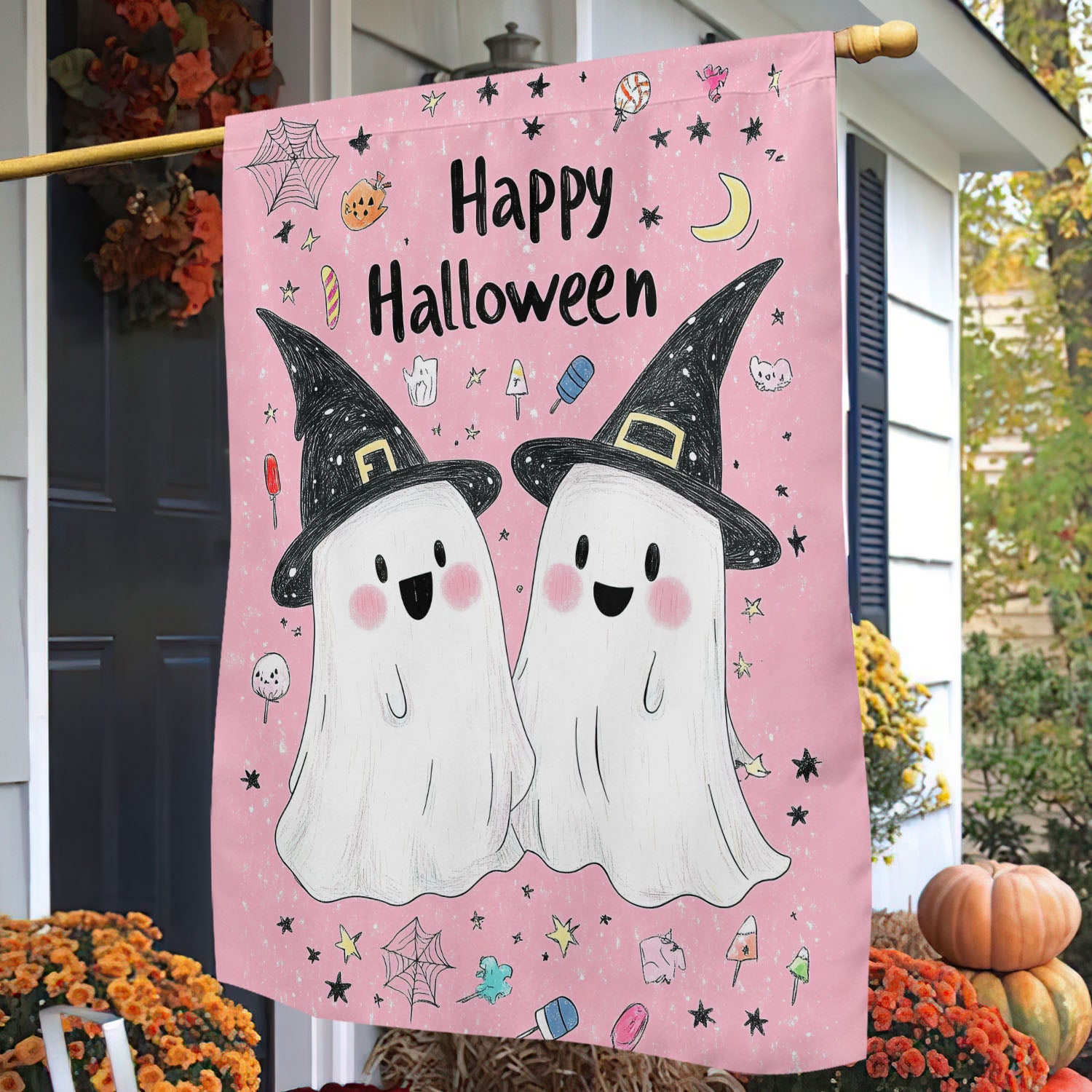 Halloween Boo Witch Flag Happy Halloween Yard Flag Haunted Night Gift For Witch Lovers