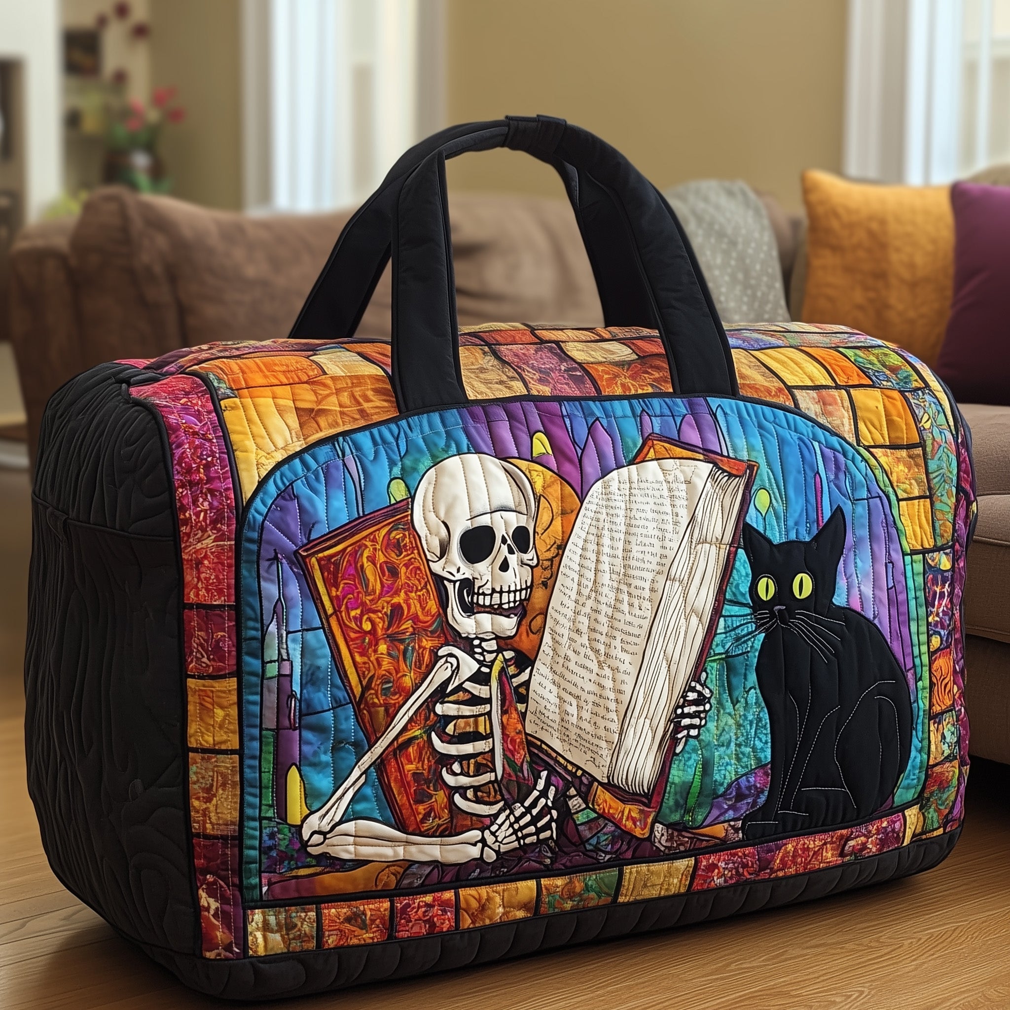 Halloween Cat Quilted Duffle Bag Back To School Essential