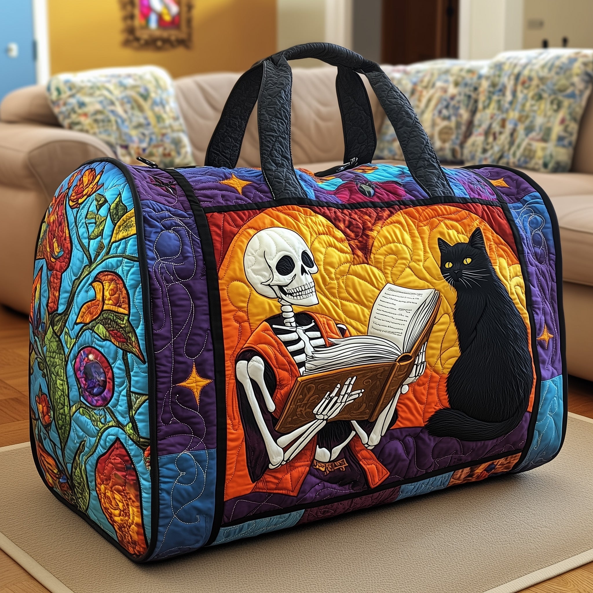 Halloween Cat Quilted Duffle Bag Thanksgiving Gift Idea