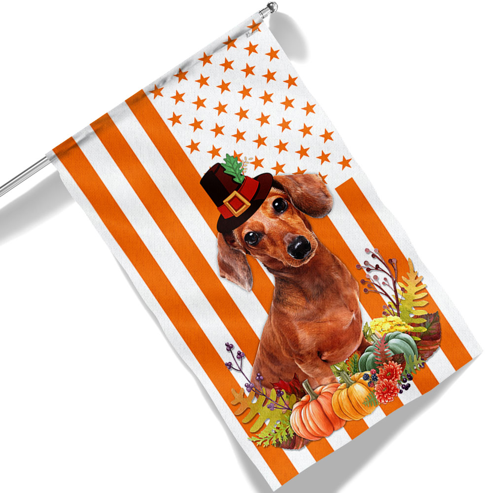Halloween Dachshund American Flag Happy Thanksgiving Dachshund Flag