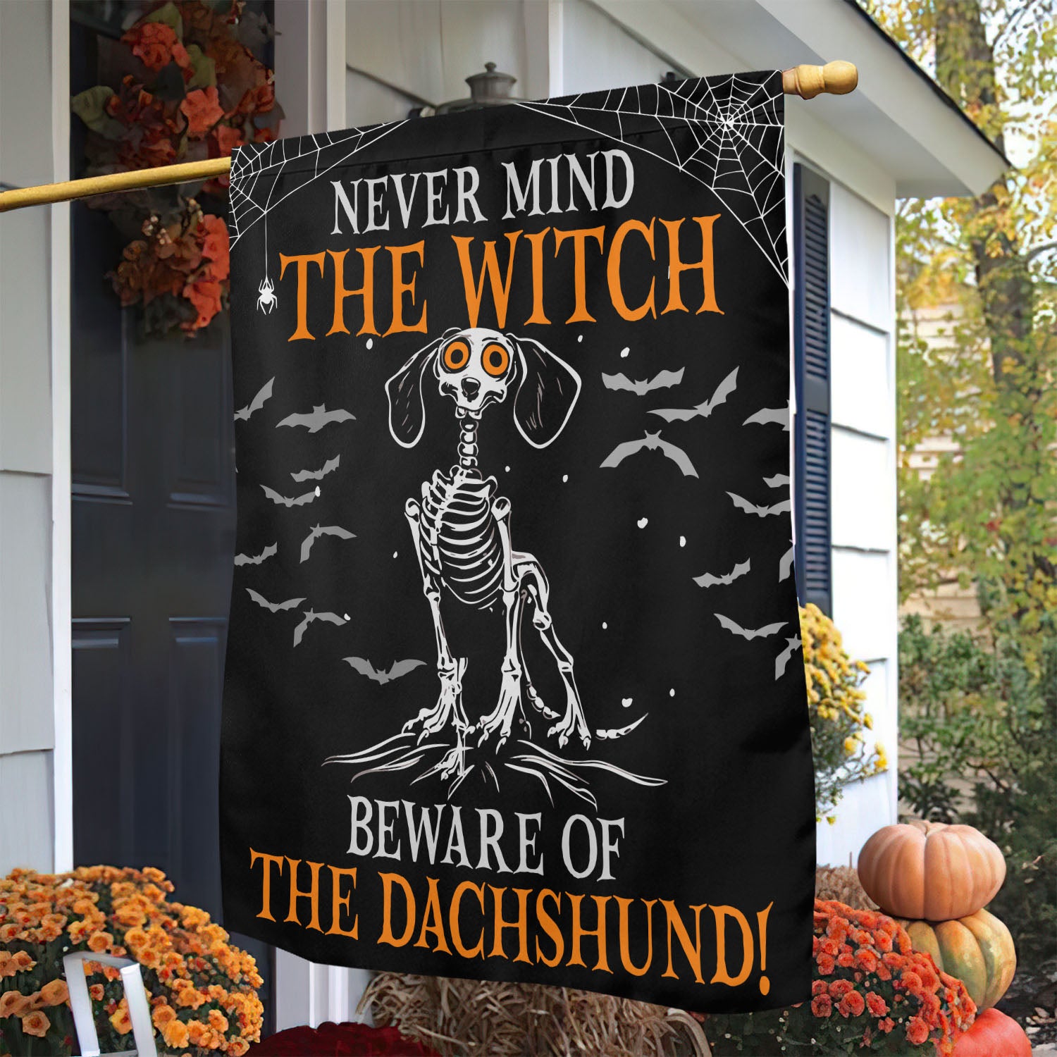 Halloween Dachshund Garden Flag Beware Of The Dachshund Spooky Season Home Decor Dog Lover Gift