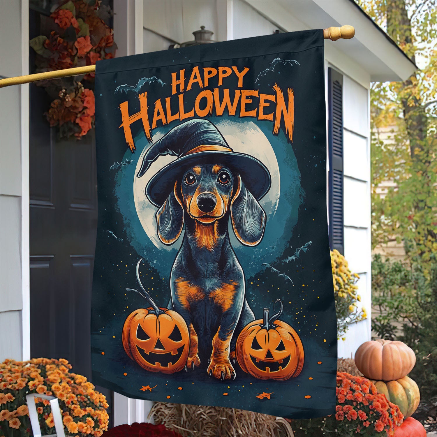 Halloween Dachshund Garden Flag Dachshund Happy Halloween Spooky Season Gift For Dog Lovers
