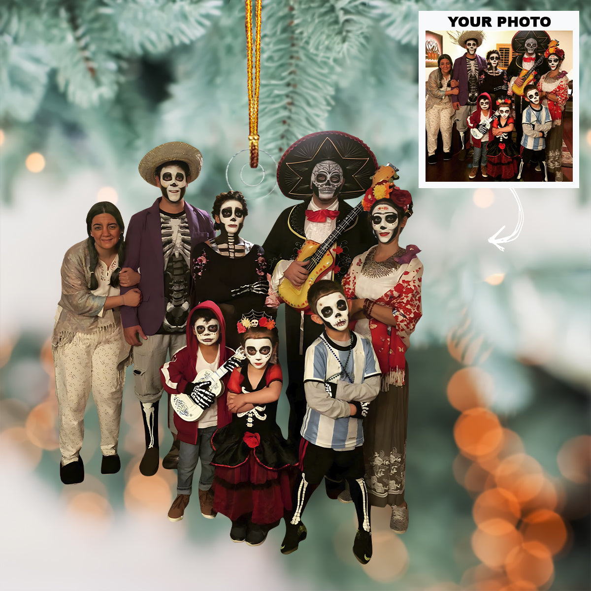 Halloween Family Personalized Custom Photo Mica Ornament Christmas Gift For Family members